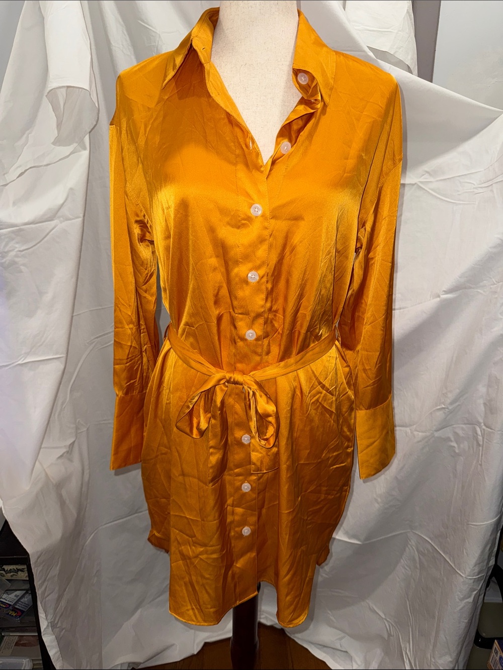 Banana Republic Golden Orange Satin-Look Dress